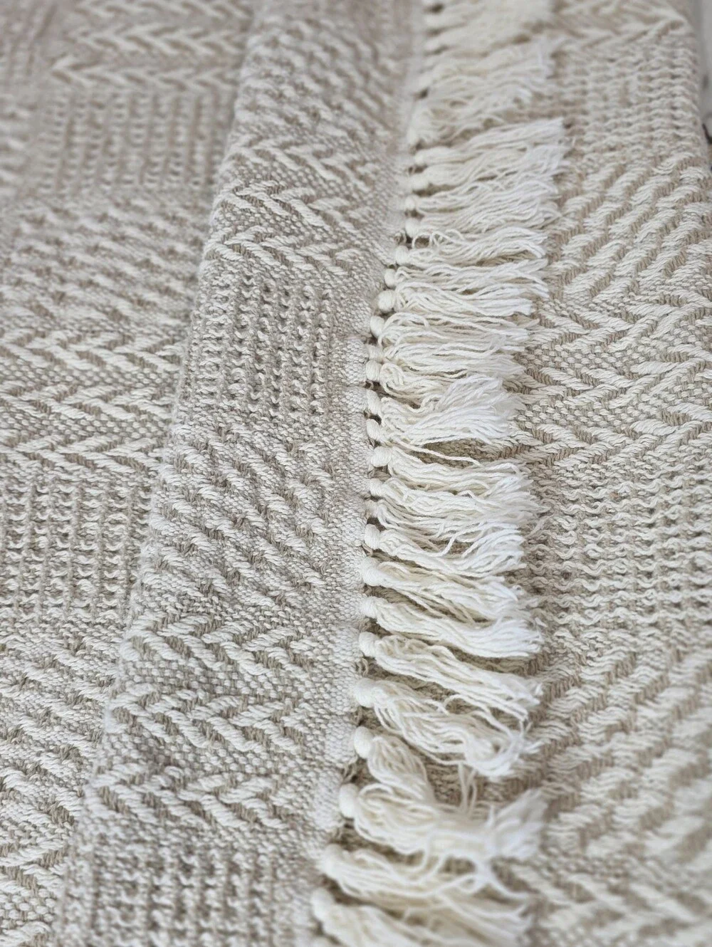 Light Beige Throw Blanket